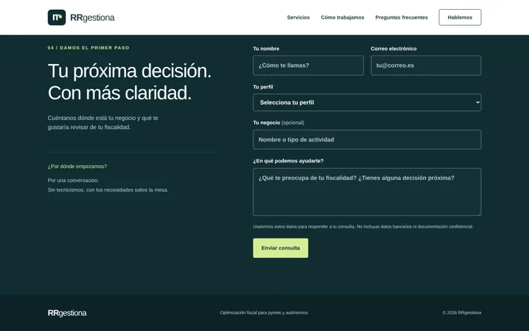 Formulario de consulta